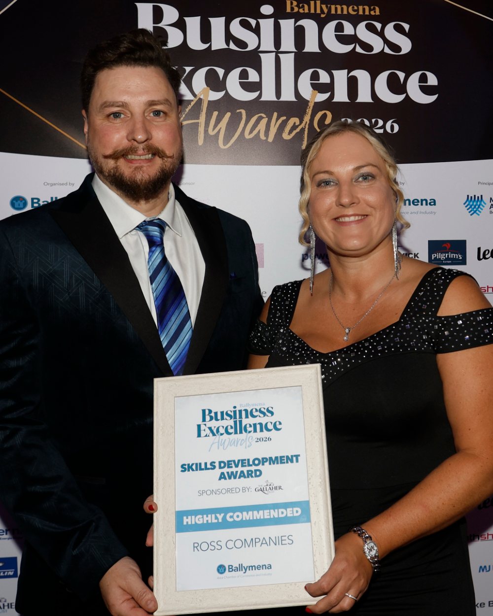 Ross Companies receiving Highly Commended in the Skills Development Award at the Ballymena Business Excellence Awards 2026