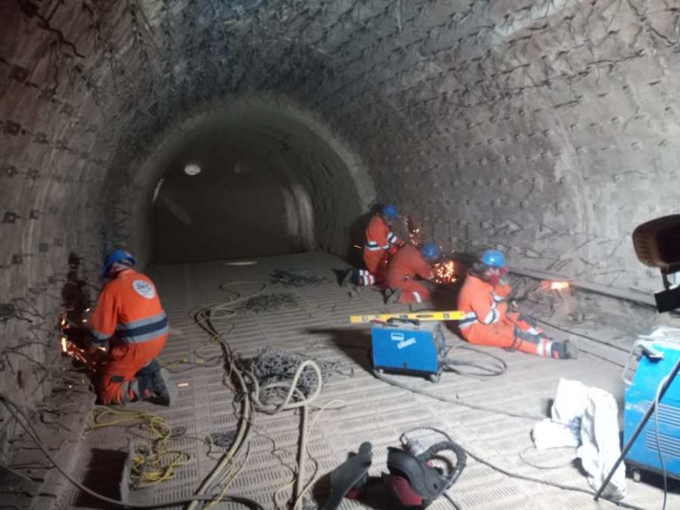Crew inside a tunnel