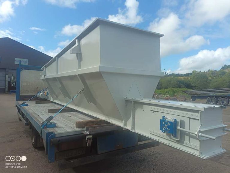White trough on a trailer