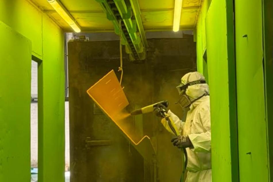 Powder coating in our in-house booth